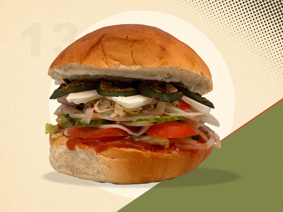 Vincent Vega Burger – bazsalikomos cukkini, feta sajt